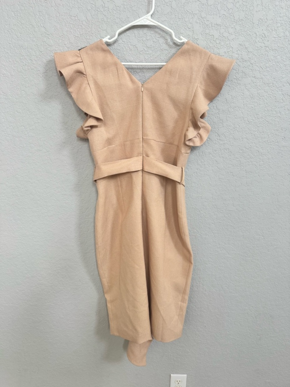 PATBO ruffle sleeve v-neck bodycon dress with a belt 12 - Picture 6 of 7
